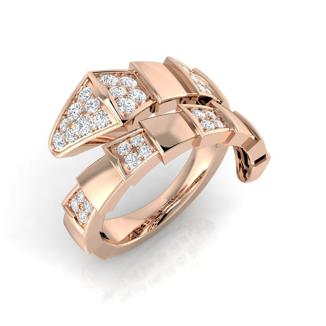 Luxury 0.50Ct Serpent Diamond Ring in 10K/14K gold and platinum with certified lab-grown or natural diamonds