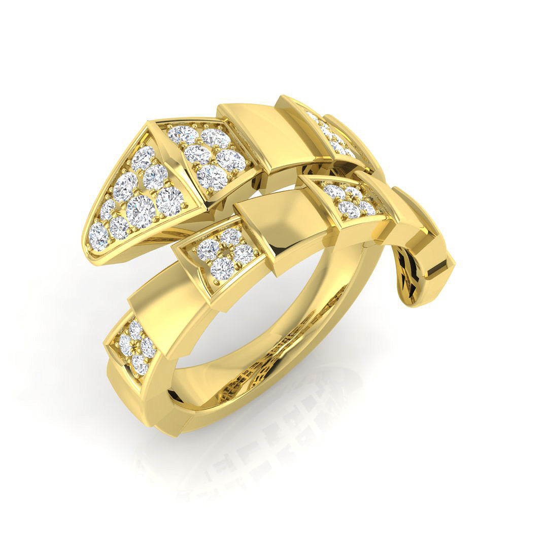 Luxury 0.50Ct Serpent Diamond Ring in 10K/14K gold and platinum with certified lab-grown or natural diamonds
