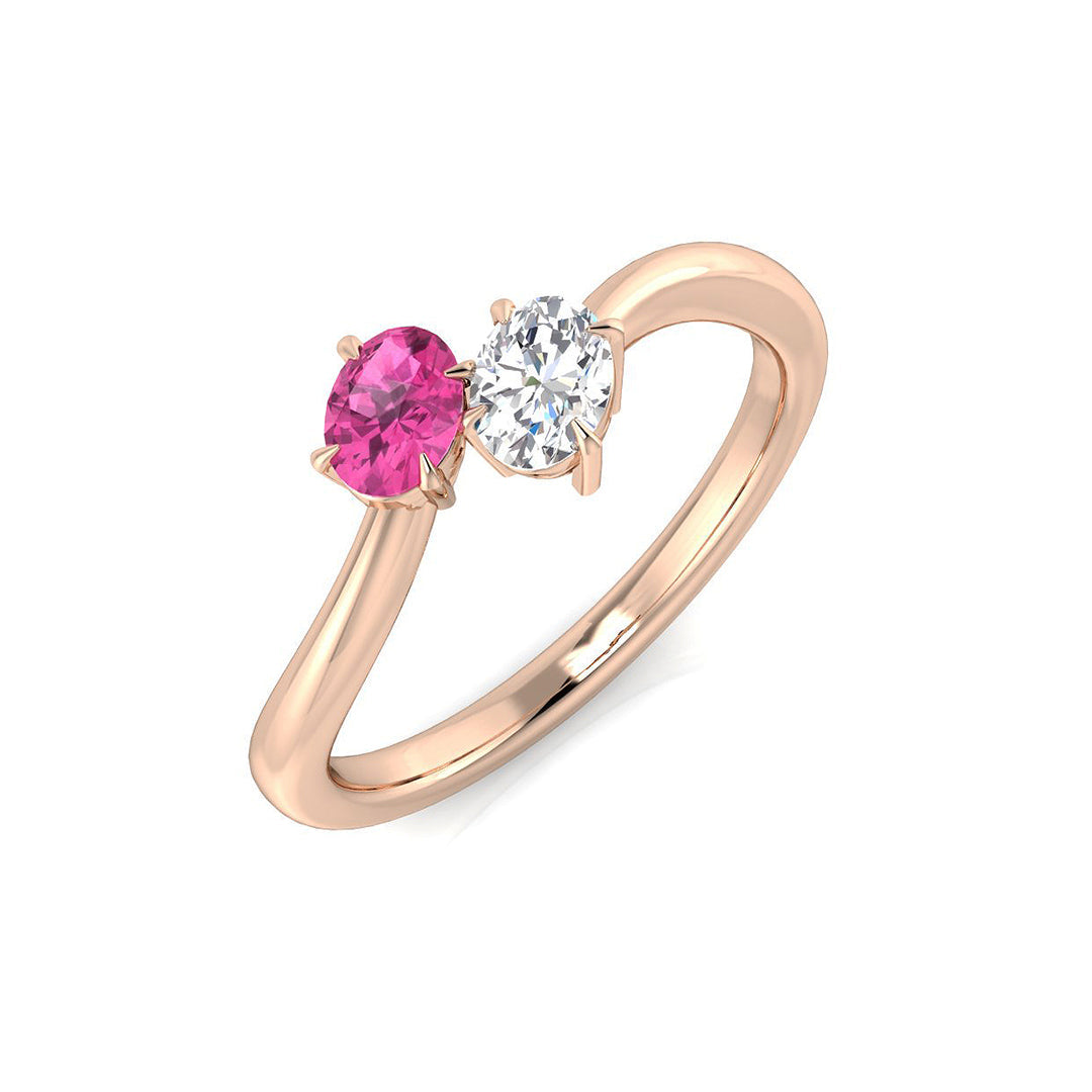 Diamond Archway Pink Sapphire Ring in 10K/14K gold and platinum with certified lab-grown or natural diamonds