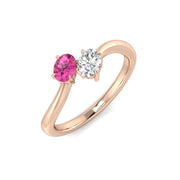 Diamond Archway Pink Sapphire Ring in 10K/14K gold and platinum with certified lab-grown or natural diamonds