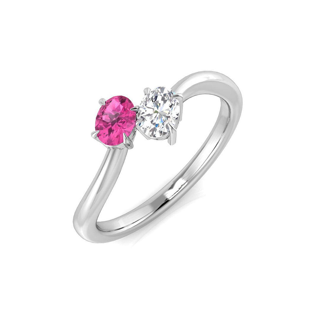 Diamond Archway Pink Sapphire Ring in 10K/14K gold and platinum with certified lab-grown or natural diamonds