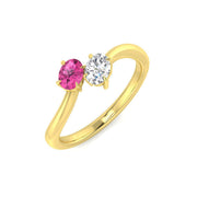 Diamond Archway Pink Sapphire Ring in 10K/14K gold and platinum with certified lab-grown or natural diamonds