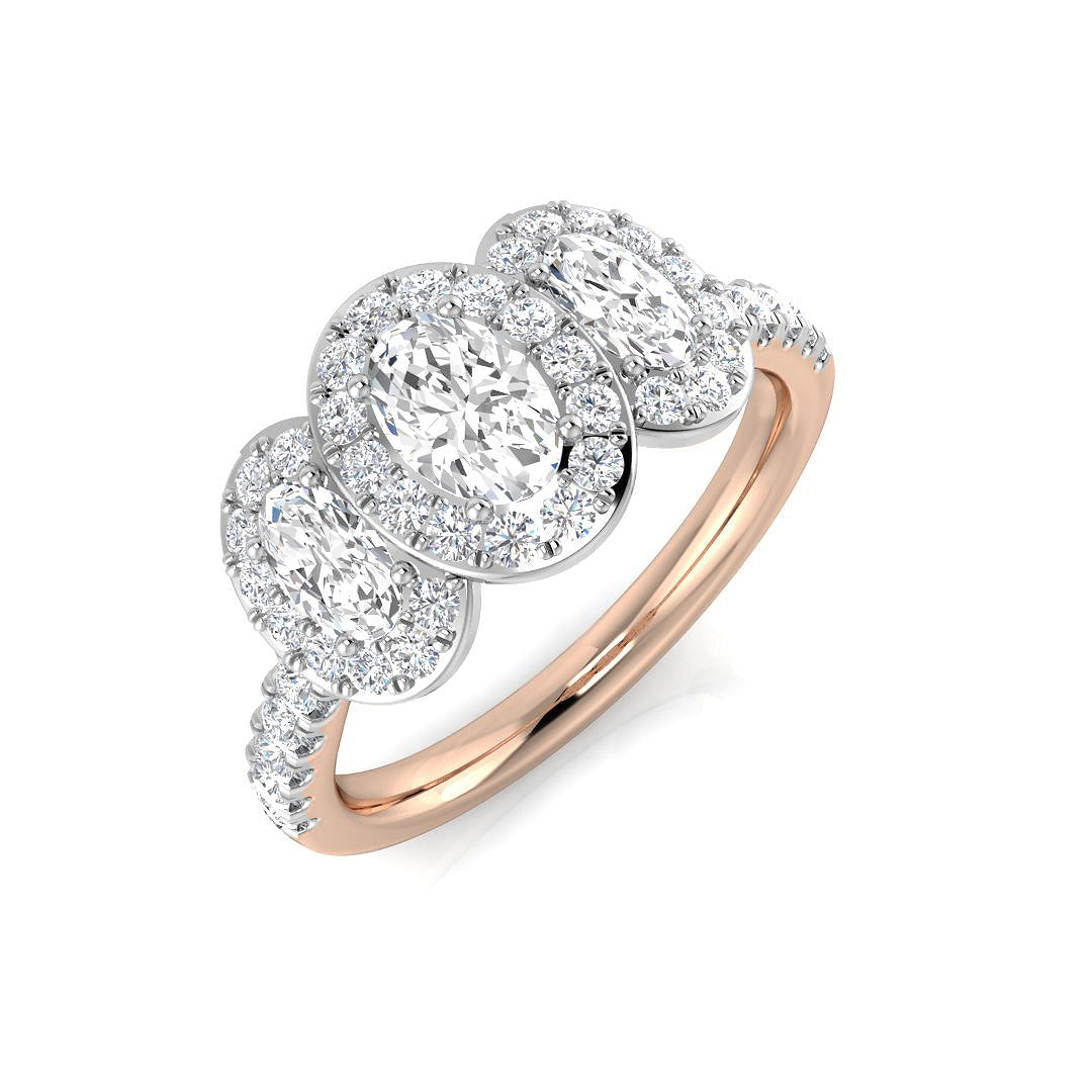Diamond Glakgow 3 Stone Ring in 10K/14K gold and platinum with certified lab-grown or natural diamonds