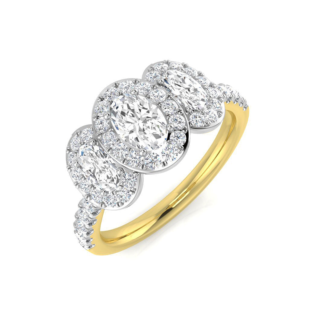 Diamond Glakgow 3 Stone Ring in 10K/14K gold and platinum with certified lab-grown or natural diamonds