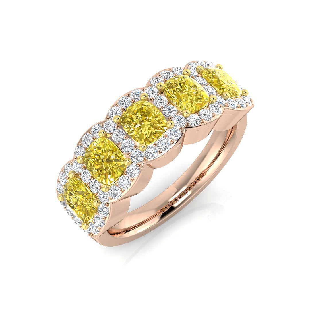 Diamond Irvibe 5 Stone Ring in 10K/14K gold and platinum with certified lab-grown or natural diamonds