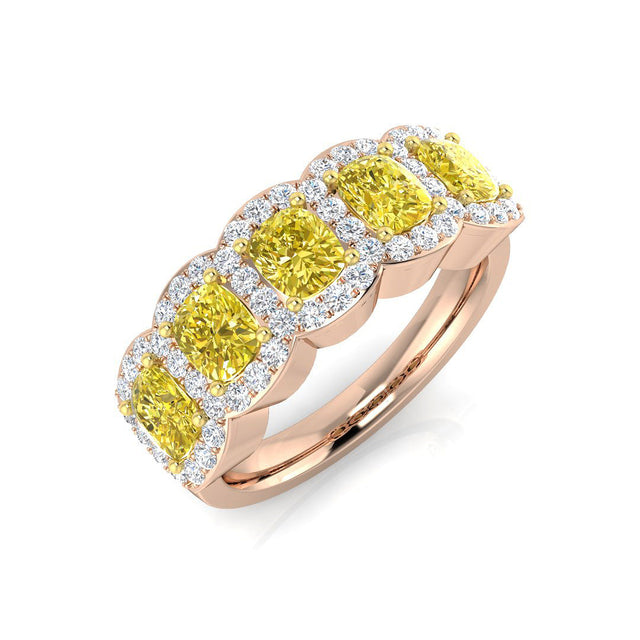 Diamond Irvibe 5 Stone Ring | 10K & 14K Gold, Platinum