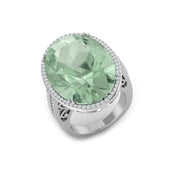 Green Amethyst Diamond Cocktail Ring in 10K/14K gold and platinum with certified lab-grown or natural diamonds