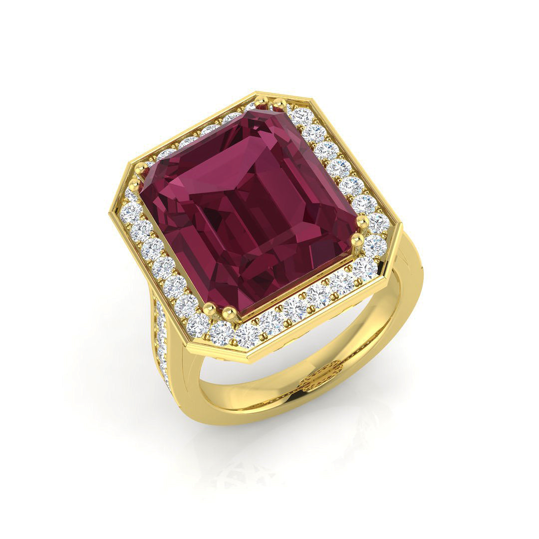 Diamond Hatfield Pink Tourmaline Ring in 10K/14K gold and platinum with certified lab-grown or natural diamonds