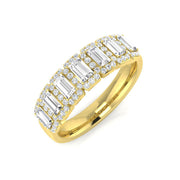 7 Stone Emerald Diamond Halo Ring in 10K/14K gold and platinum with certified lab-grown or natural diamonds