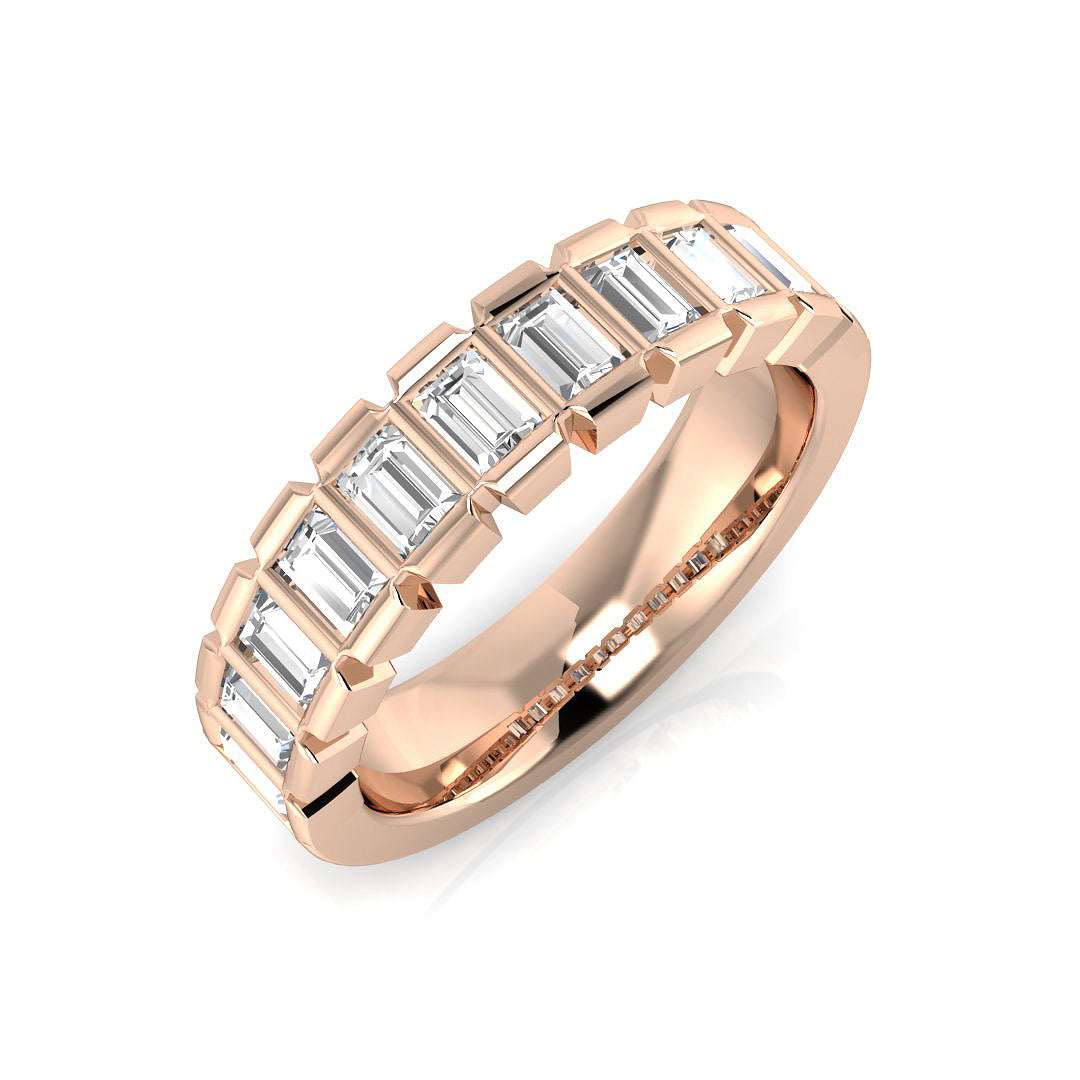 Diamond Half Eternity Ring in 10K/14K gold and platinum with certified lab-grown or natural diamonds