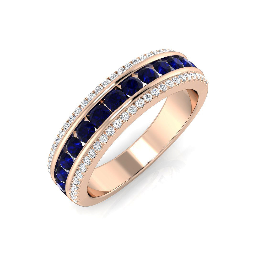 Diamond Blue Sapphire Ring in 10K/14K gold and platinum with certified lab-grown or natural diamonds