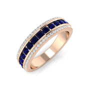 Diamond Blue Sapphire Ring in 10K/14K gold and platinum with certified lab-grown or natural diamonds