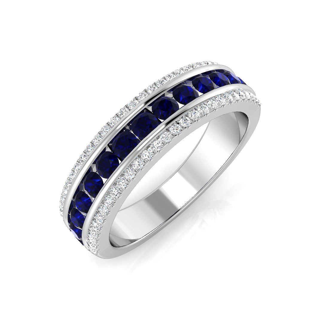 Diamond Blue Sapphire Ring in 10K/14K gold and platinum with certified lab-grown or natural diamonds
