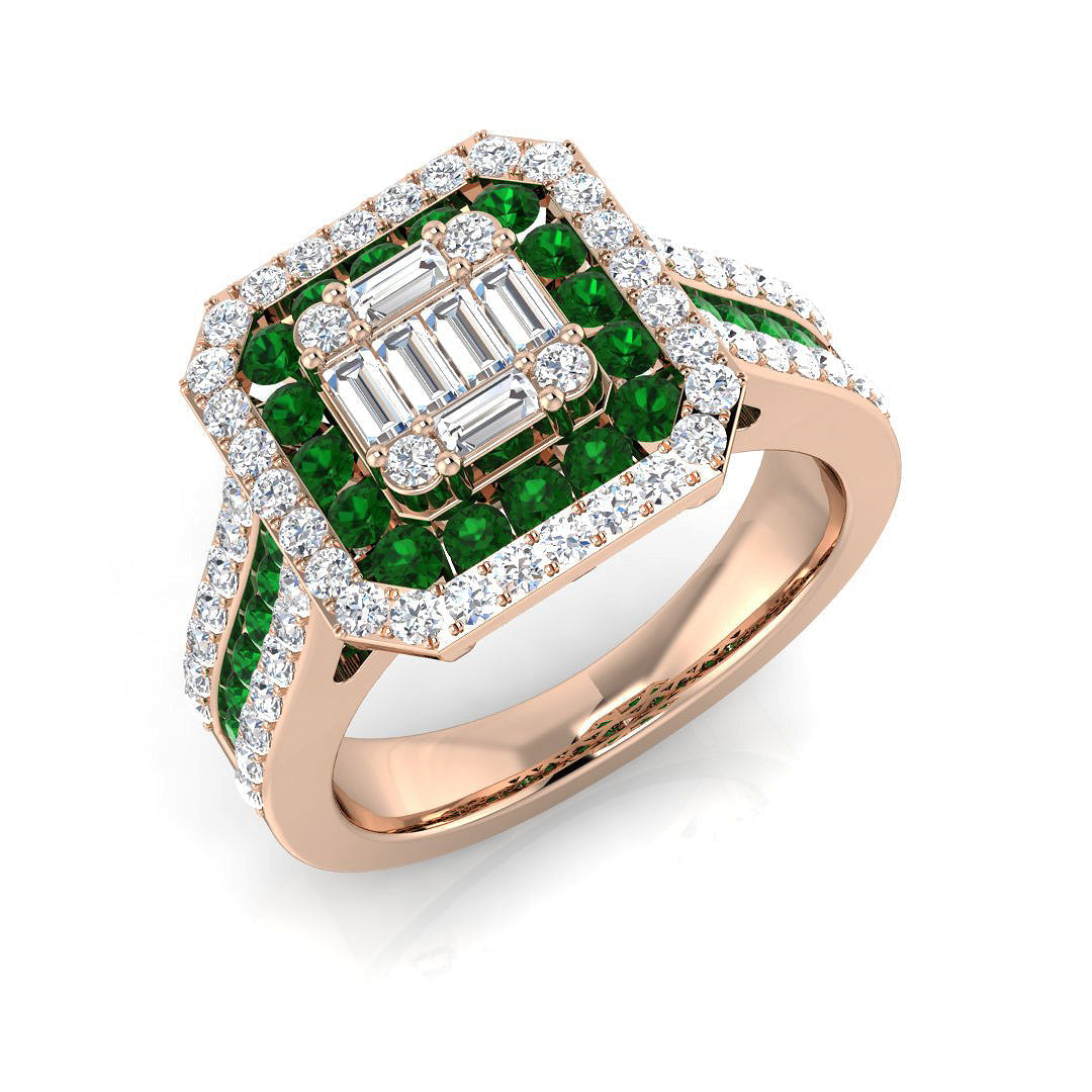 Diamond Hamistob Blue Sapphire Ring in 10K/14K gold and platinum with certified lab-grown or natural diamonds
