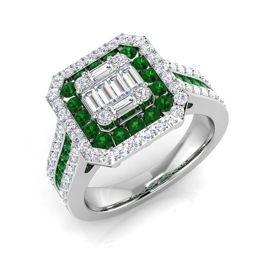 Diamond Hamistob Blue Sapphire Ring in 10K/14K gold and platinum with certified lab-grown or natural diamonds