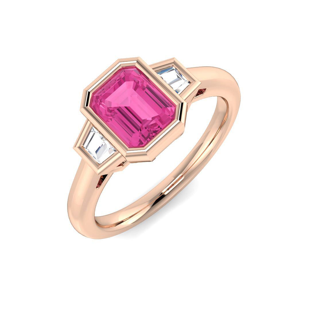 Diamond Dunnottar Pink Sapphire Ring in 10K/14K gold and platinum with certified lab-grown or natural diamonds