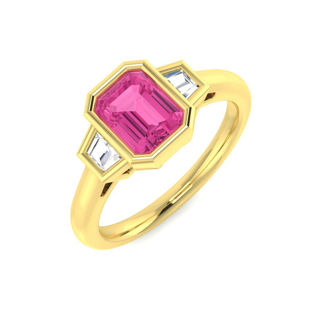 Diamond Dunnottar Pink Sapphire Ring in 10K/14K gold and platinum with certified lab-grown or natural diamonds