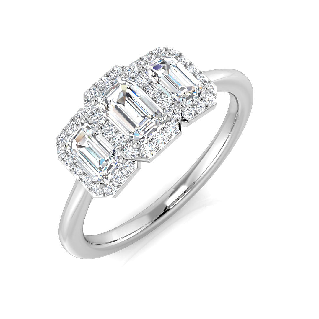 Emerald-Cut 3 Stone Diamond Ring in Hallmarked Gold & in 10K/14K gold and platinum with certified lab-grown or natural diamonds