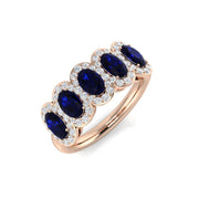 Blue Sapphire Halo Ring Natural Pave Diamonds in 10K/14K gold and platinum with certified lab-grown or natural diamonds