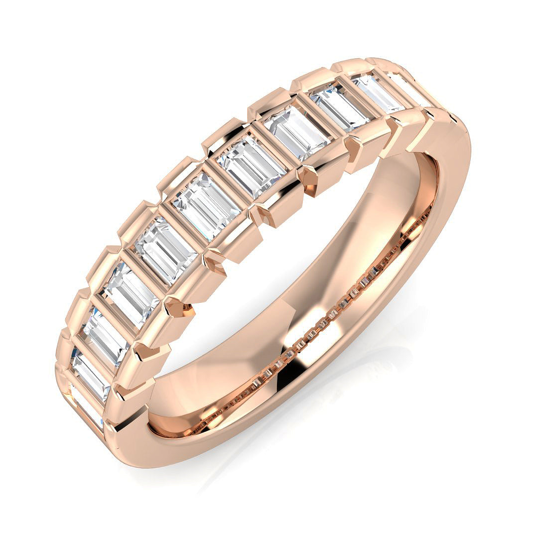 Diamond Half Eternity Ring in 10K/14K gold and platinum with certified lab-grown or natural diamonds