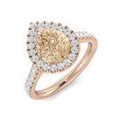 Morganite Diamond Halo Engagement Ring in 10K/14K gold and platinum with certified lab-grown or natural diamonds