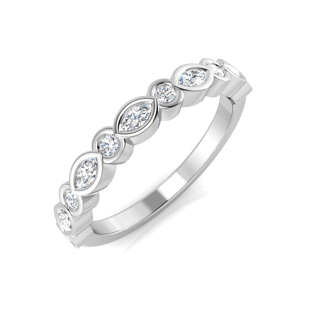 Diamond Half Eternity Ring in 10K/14K gold and platinum with certified lab-grown or natural diamonds
