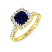 Diamond Peebsek Blue Sapphire Ring in 10K/14K gold and platinum with certified lab-grown or natural diamonds