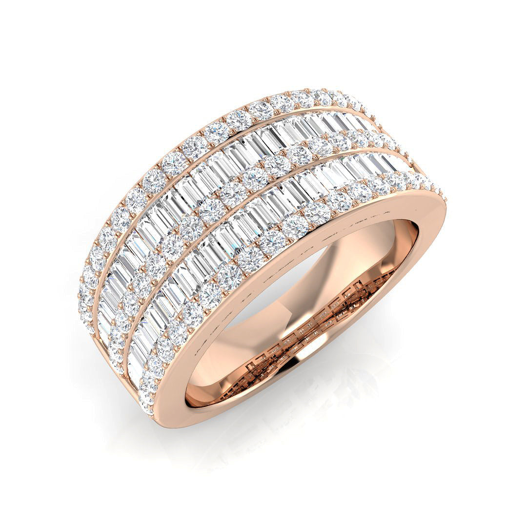 Dazzling Diamond Baguette and Round Cut Eternity Band in 10K/14K gold and platinum with certified lab-grown or natural diamonds