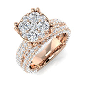 Round Diamond Cluster Multi Row Ring 2.75ct in 10K/14K gold and platinum with certified lab-grown or natural diamonds