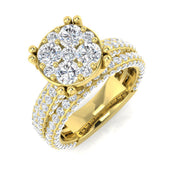 Round Diamond Cluster Multi Row Ring 2.75ct in 10K/14K gold and platinum with certified lab-grown or natural diamonds