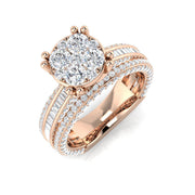 Round & Baguette Diamond Multi Row Ring 1.75ct in 10K/14K gold and platinum with certified lab-grown or natural diamonds