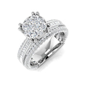 Round & Baguette Diamond Multi Row Ring 1.75ct in 10K/14K gold and platinum with certified lab-grown or natural diamonds