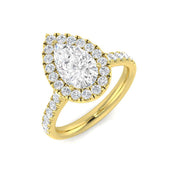 Pear Halo Diamond Engagement Ring in 10K/14K gold and platinum with certified lab-grown or natural diamonds