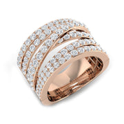 1.75Ct Multi-Band Diamond Statement Ring for Women in 10K/14K gold and platinum with certified lab-grown or natural diamonds