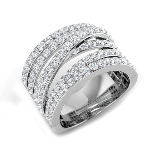 1.75Ct Multi-Band Diamond Statement Ring for Women in 10K/14K gold and platinum with certified lab-grown or natural diamonds