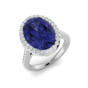 Oval Tanzanite Diamond Halo Engagement Ring in Gold - Fine Jewellery in 10K/14K gold and platinum with certified lab-grown or natural diamonds