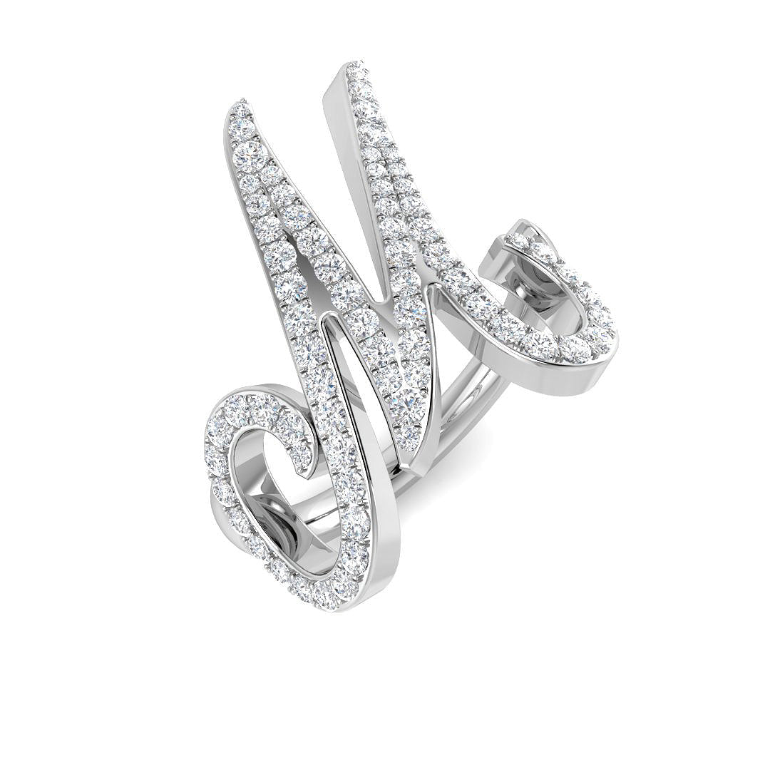 Lab & Natural Diamond M Initial Ring in 10K/14K gold and platinum with certified lab-grown or natural diamonds