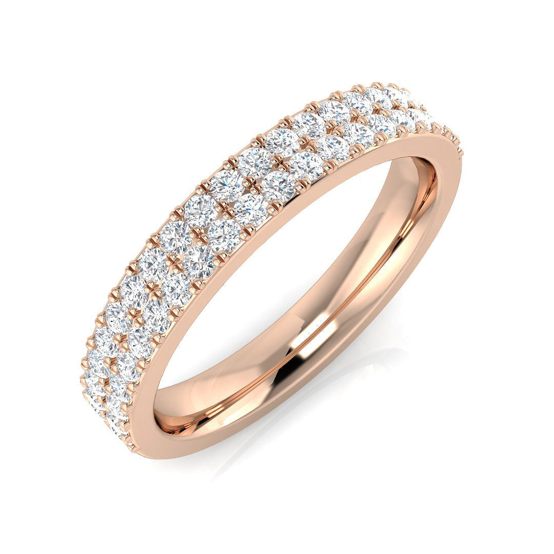 Stunning 0.50Ct Double Row Diamond Eternity Band Ring in 10K/14K gold and platinum with certified lab-grown or natural diamonds
