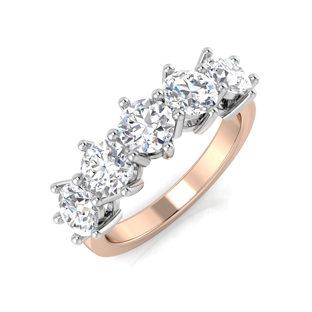 Diamond Totbek 5 Stone Ring in 10K/14K gold and platinum with certified lab-grown or natural diamonds