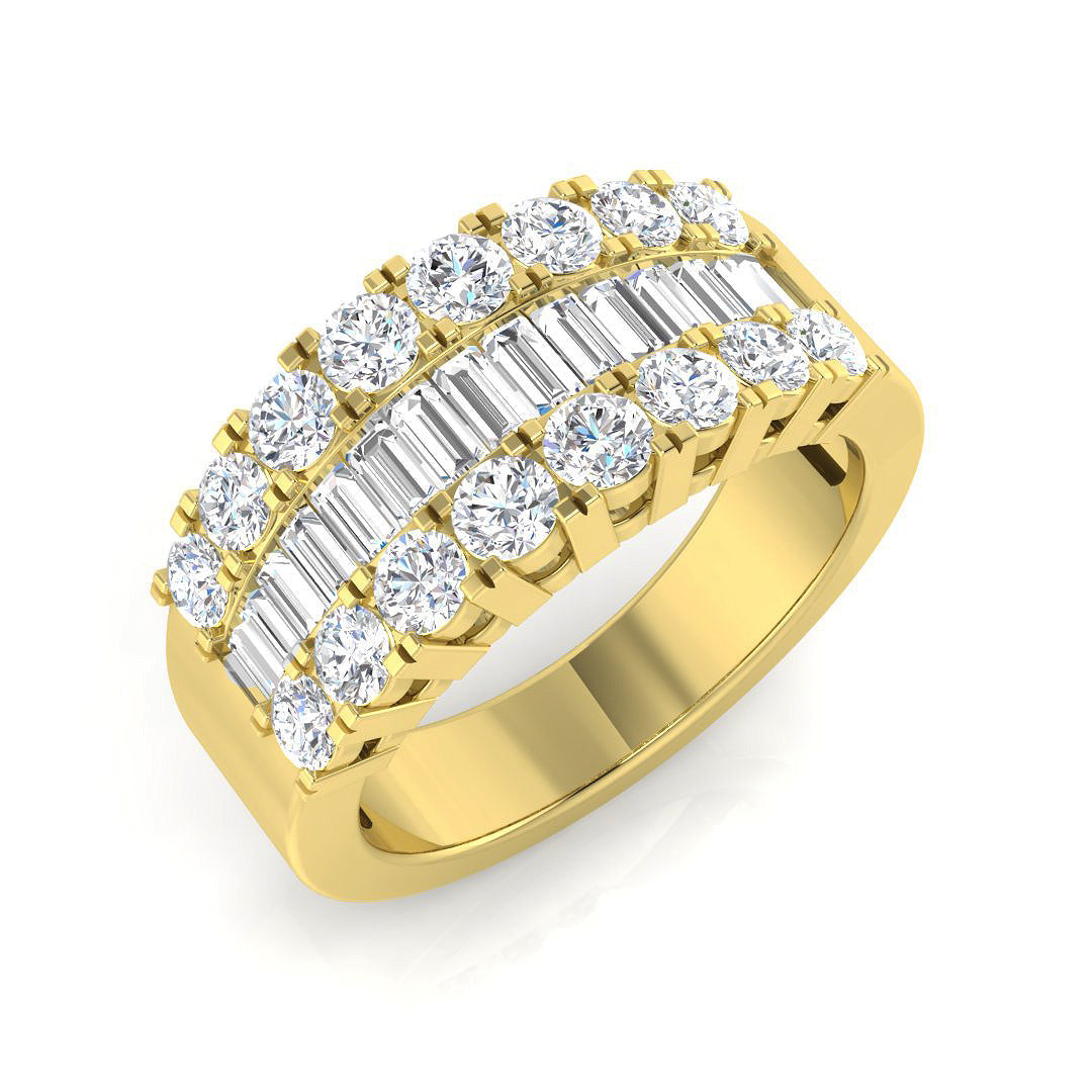 Diamond Baguette & Brilliant Ring in 10K/14K gold and platinum with certified lab-grown or natural diamonds