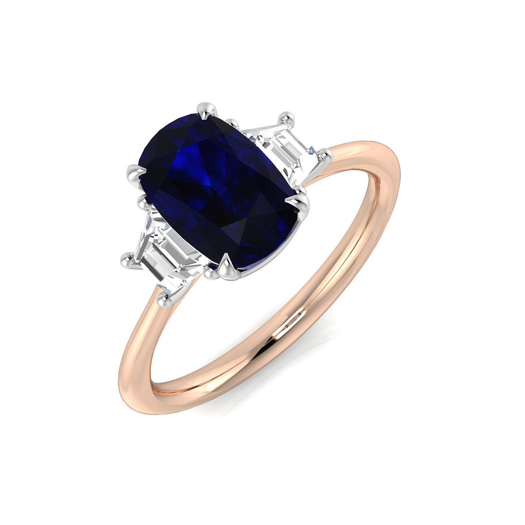 Diamond Casbicot Blue Sapphire Ring in 10K/14K gold and platinum with certified lab-grown or natural diamonds