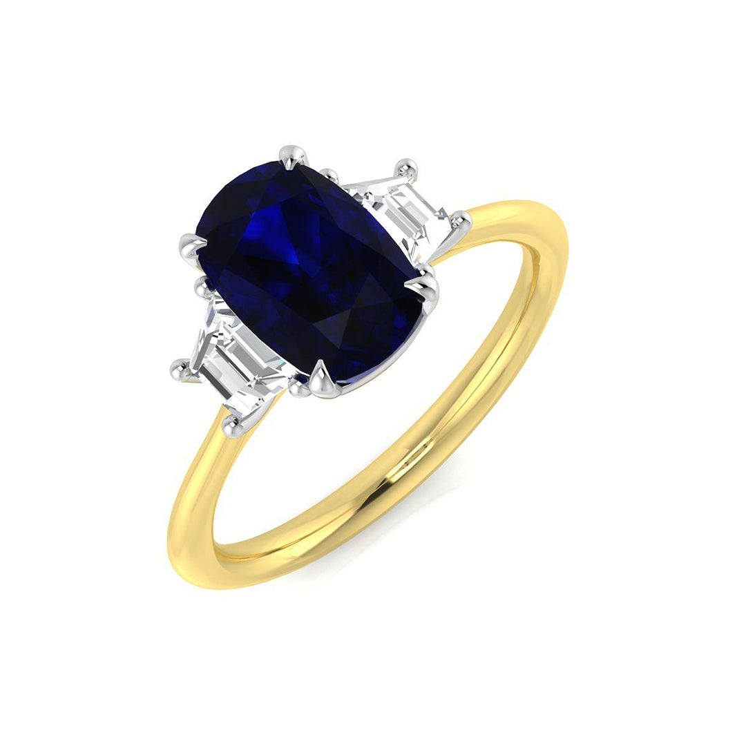 Diamond Casbicot Blue Sapphire Ring in 10K/14K gold and platinum with certified lab-grown or natural diamonds