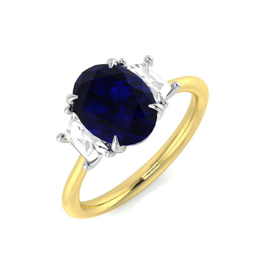 Diamond Abergavebby Blue Sapphire Ring in 10K/14K gold and platinum with certified lab-grown or natural diamonds