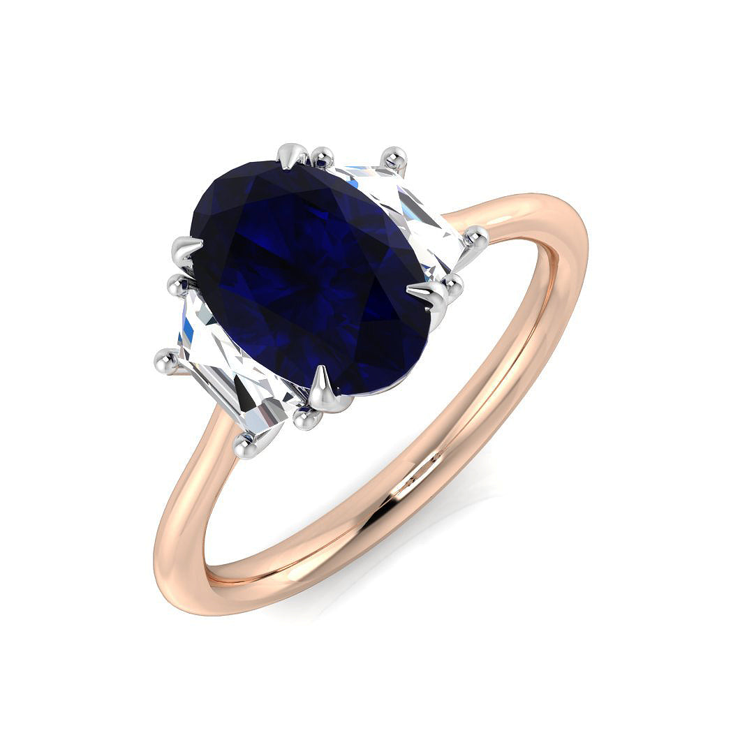 Diamond Abergavebby Blue Sapphire Ring in 10K/14K gold and platinum with certified lab-grown or natural diamonds