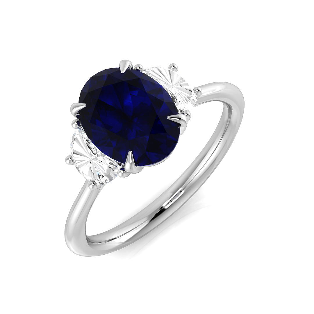 Diamond Chepktow Blue Sapphire Ring in 10K/14K gold and platinum with certified lab-grown or natural diamonds