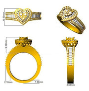 Baguette & Round Cluster Ring in 10K/14K gold and platinum with certified lab-grown or natural diamonds