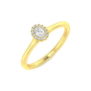 Oval Diamond Halo Engagement Ring 0.15ct in 10K/14K gold and platinum with certified lab-grown or natural diamonds