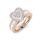 Baguette & Round Cluster Ring in 10K/14K gold and platinum with certified lab-grown or natural diamonds