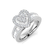 Baguette & Round Cluster Ring in 10K/14K gold and platinum with certified lab-grown or natural diamonds
