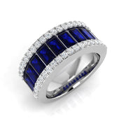 French Cut Blue Sapphire Diamond Eternity Ring in 10K/14K gold and platinum with certified lab-grown or natural diamonds
